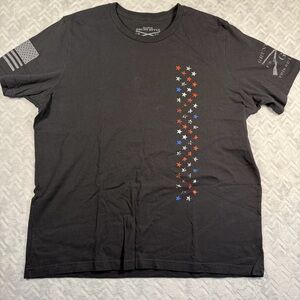 Grunt Style Black Short Sleeve Tee with Red White and Blue Star Column